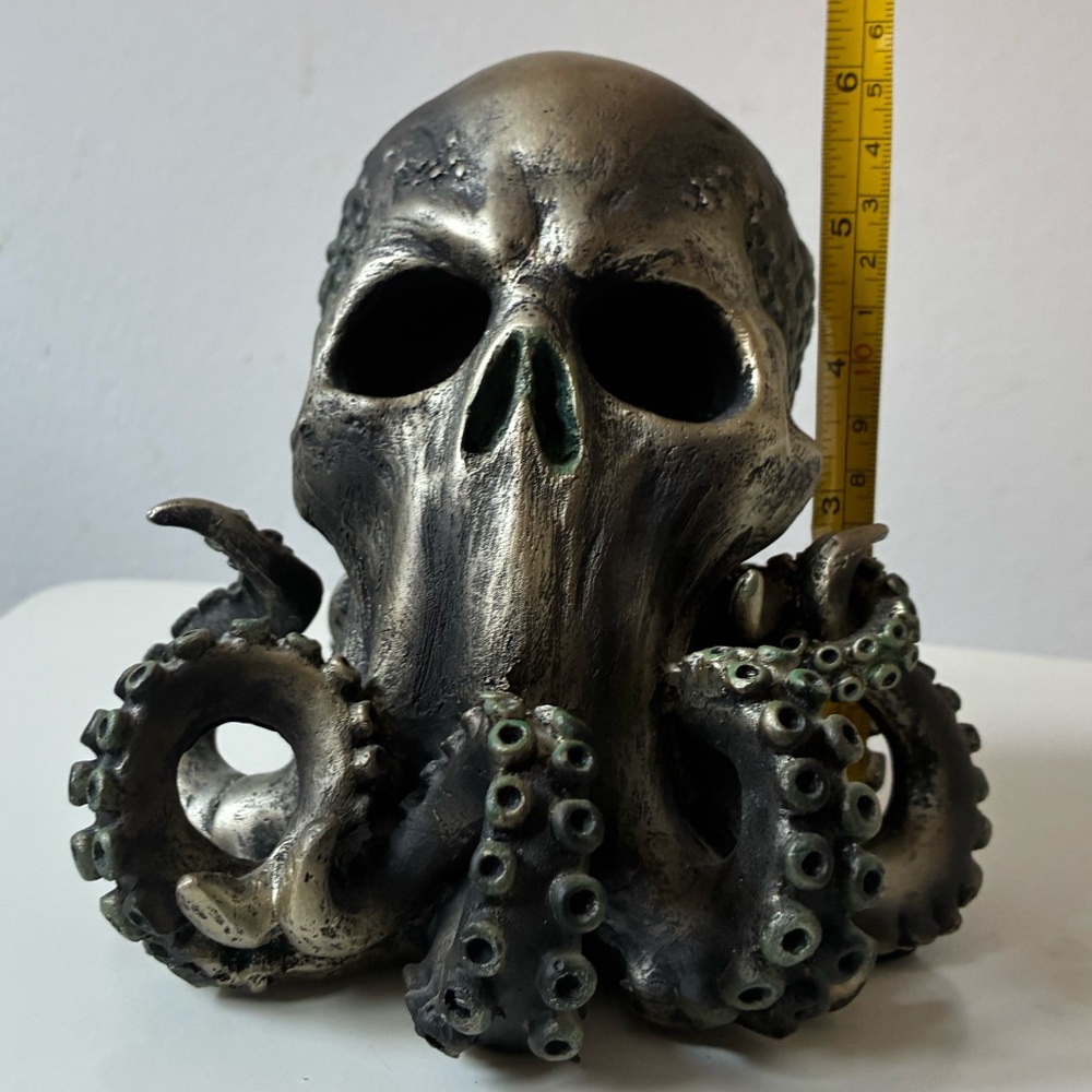 Octopus Skull Sculpture in Metallic Finish - Picture 12 of 16